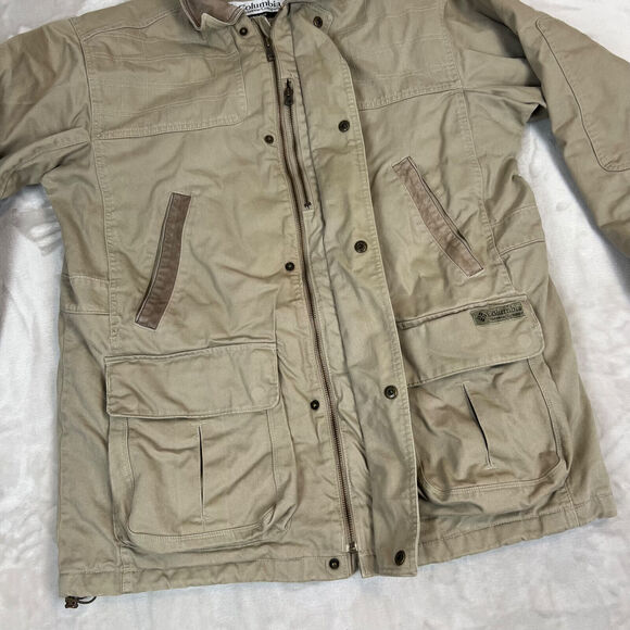 VTG Columbia Jacket Mens Large Beige Canvas Chore Coat Barn Outdoors Field - Picture 6 of 14